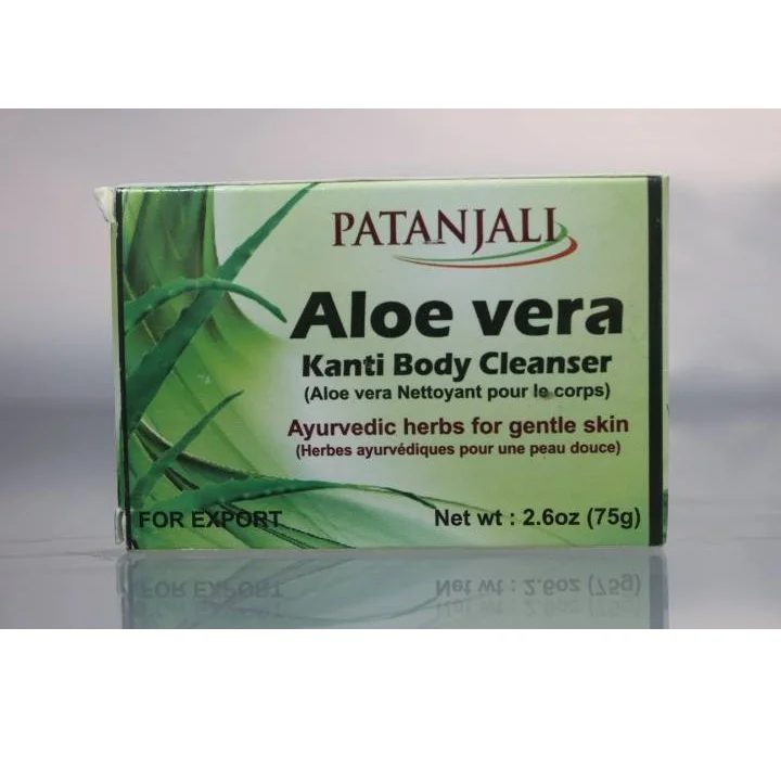 Wholesale Green Color Skincare Patanjali Aloe Vera Body Soap 75g Herbal Cleanser For Adults With Regular Size