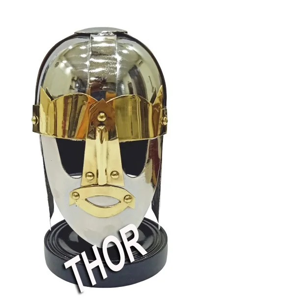 Medieval helmet Viking 18Ga Steel With Wooden Stand Armor  Mini Helmet Home & Office Decorative Gift Item