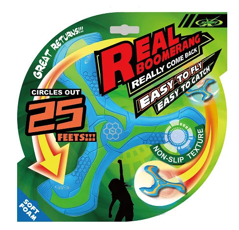 Professional high quality plastic reflective spin for training ECO foam plastic 9 inches boomerang for boys outdoor toy
