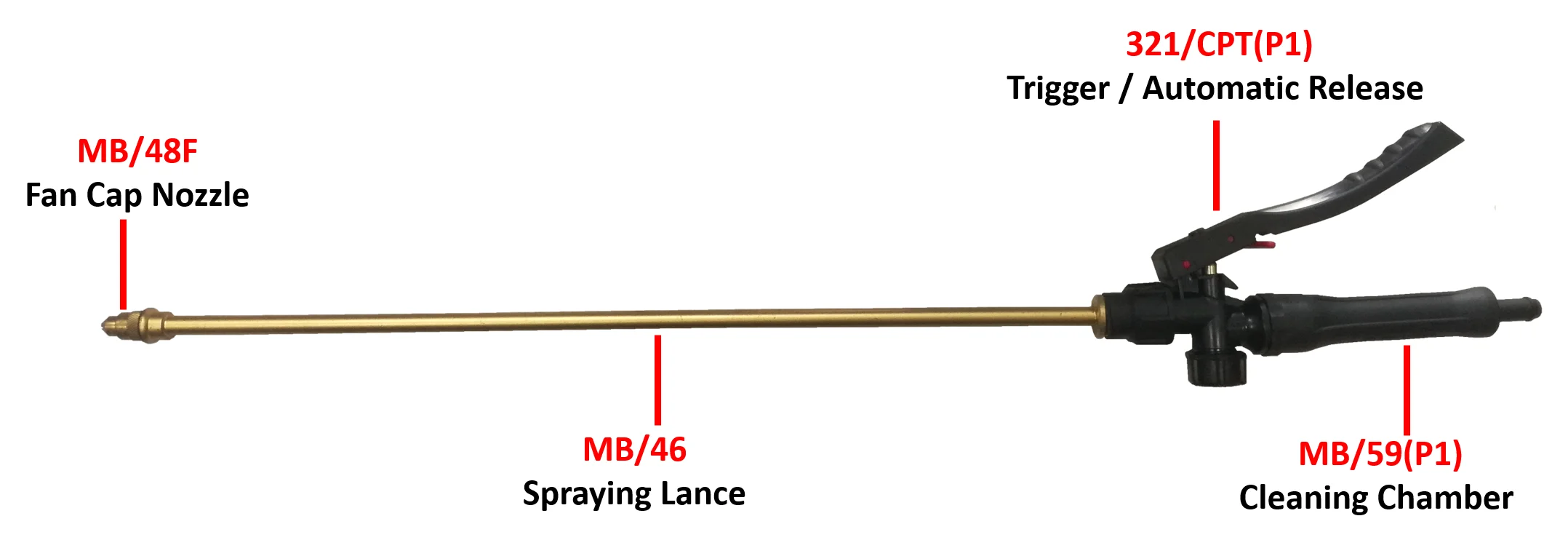 Cross Mark Spray Wand and lance for Knapsack Sprayer or Pressure Sprayer in Brass Material (18 - 96 Inch)
