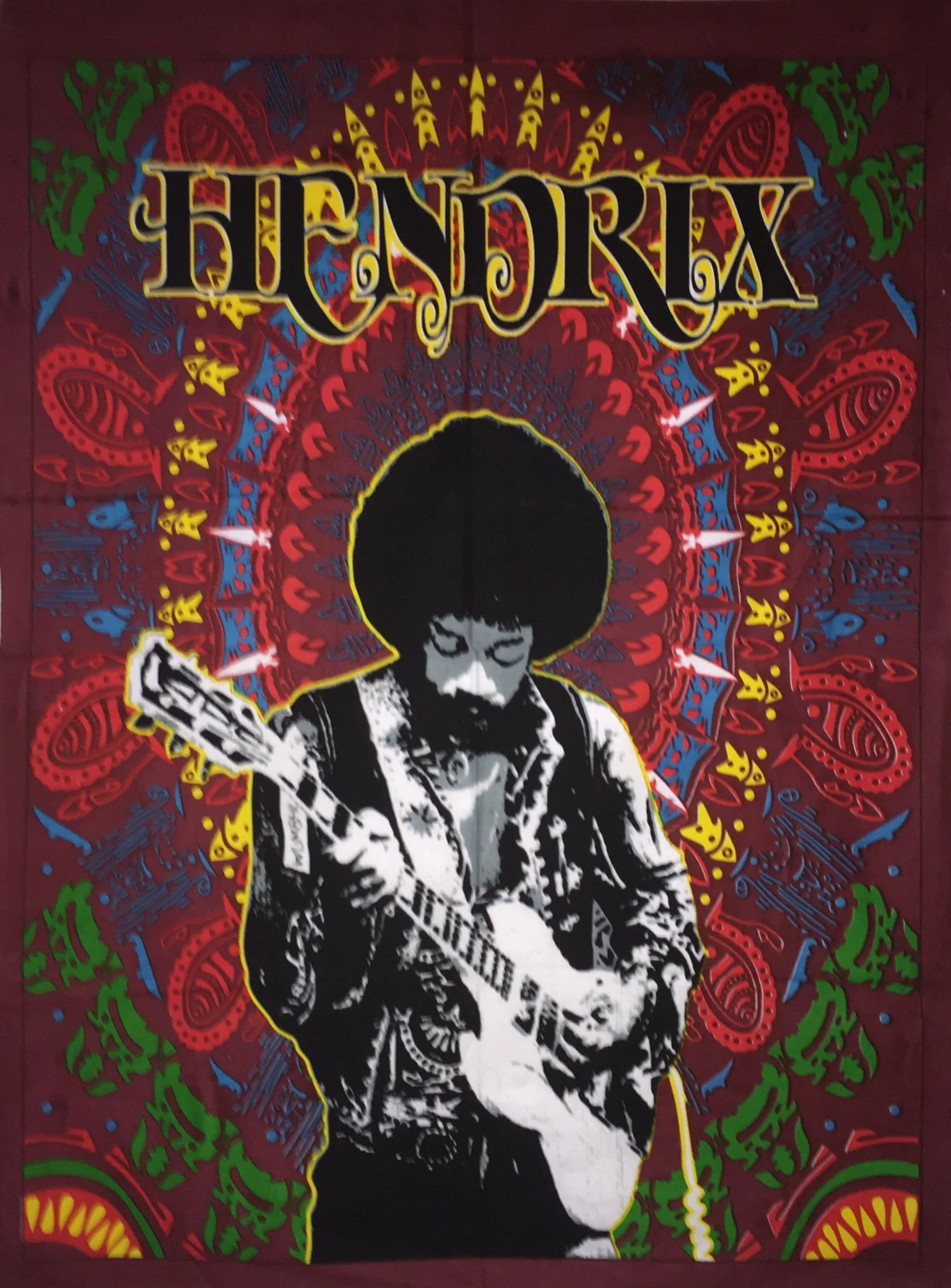Wall Hanging Tapestry Beautiful Multiple Color Handmade Small Poster Jimi Hendrix Guitar Cotton