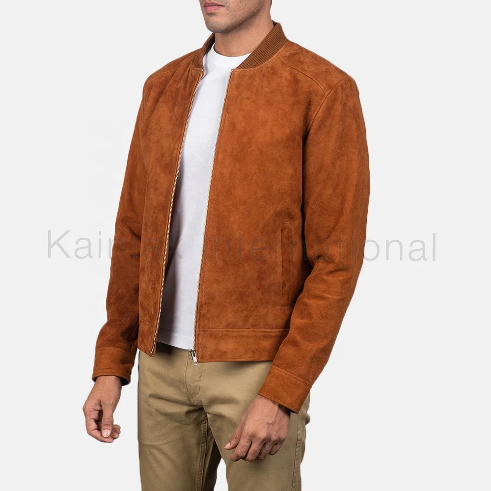 
Suede brown Soft Sheep leather bomber Jacket 