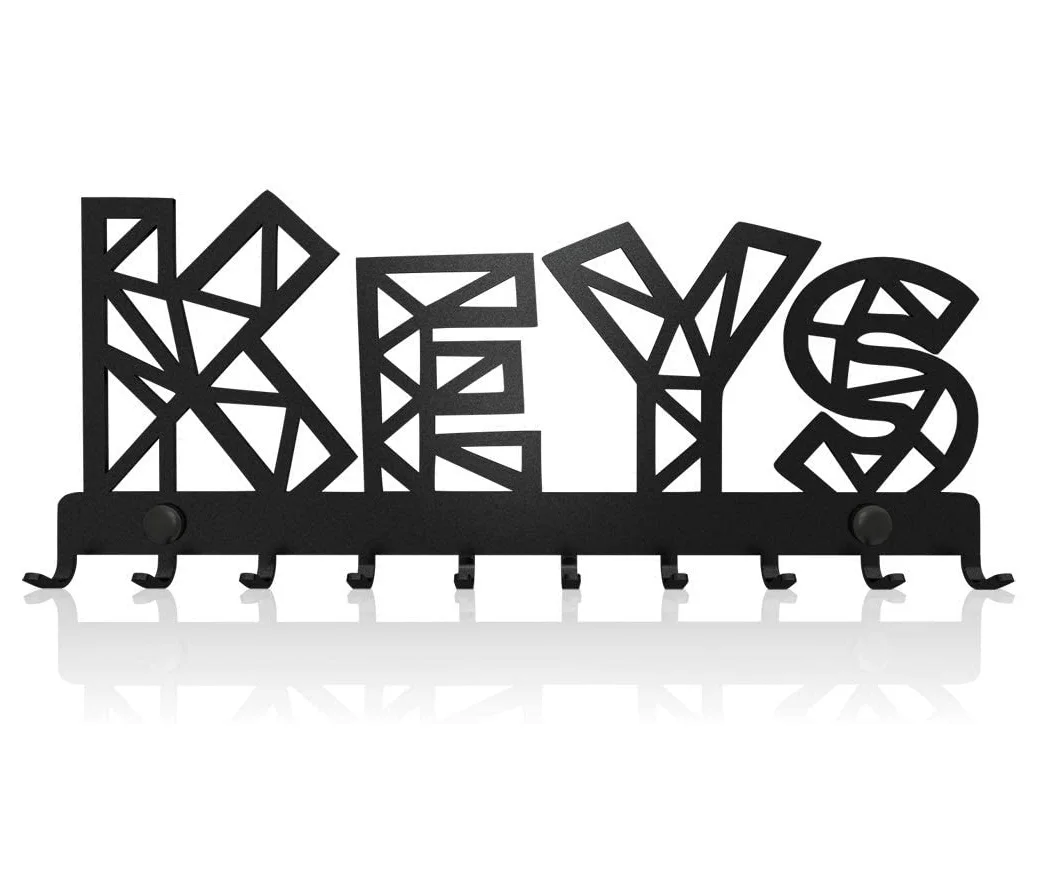 Custom Shape Key Hooks for Wall Iron Key Holder with 10 Key Hook For Living Room Bedroom Hallway and Office