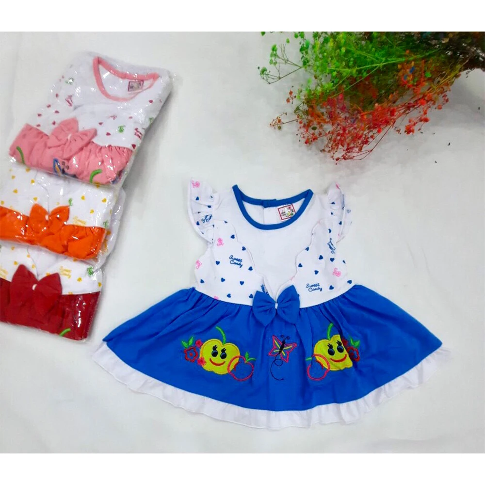 Summer Boutique Clothing Floral Print Baby Girl Cotton Customized Dresses for Girls
