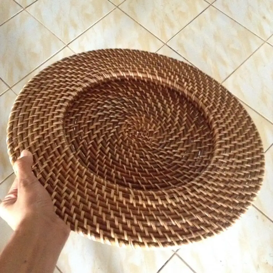 
Rattan Charger Plate Vietnam Handwoven Wicker Placemat Tableware Restaurant Wedding Party Bamboo Rattan Charger Plate 