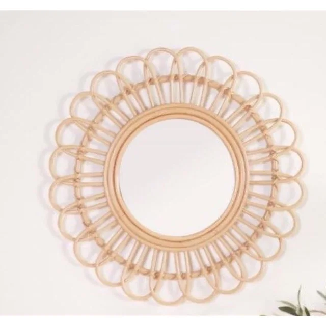 Vietnamese Best Seller Rattan Wall Mirror Round Mirror Flower Mirror For Decoration in Bathroom Bed Room