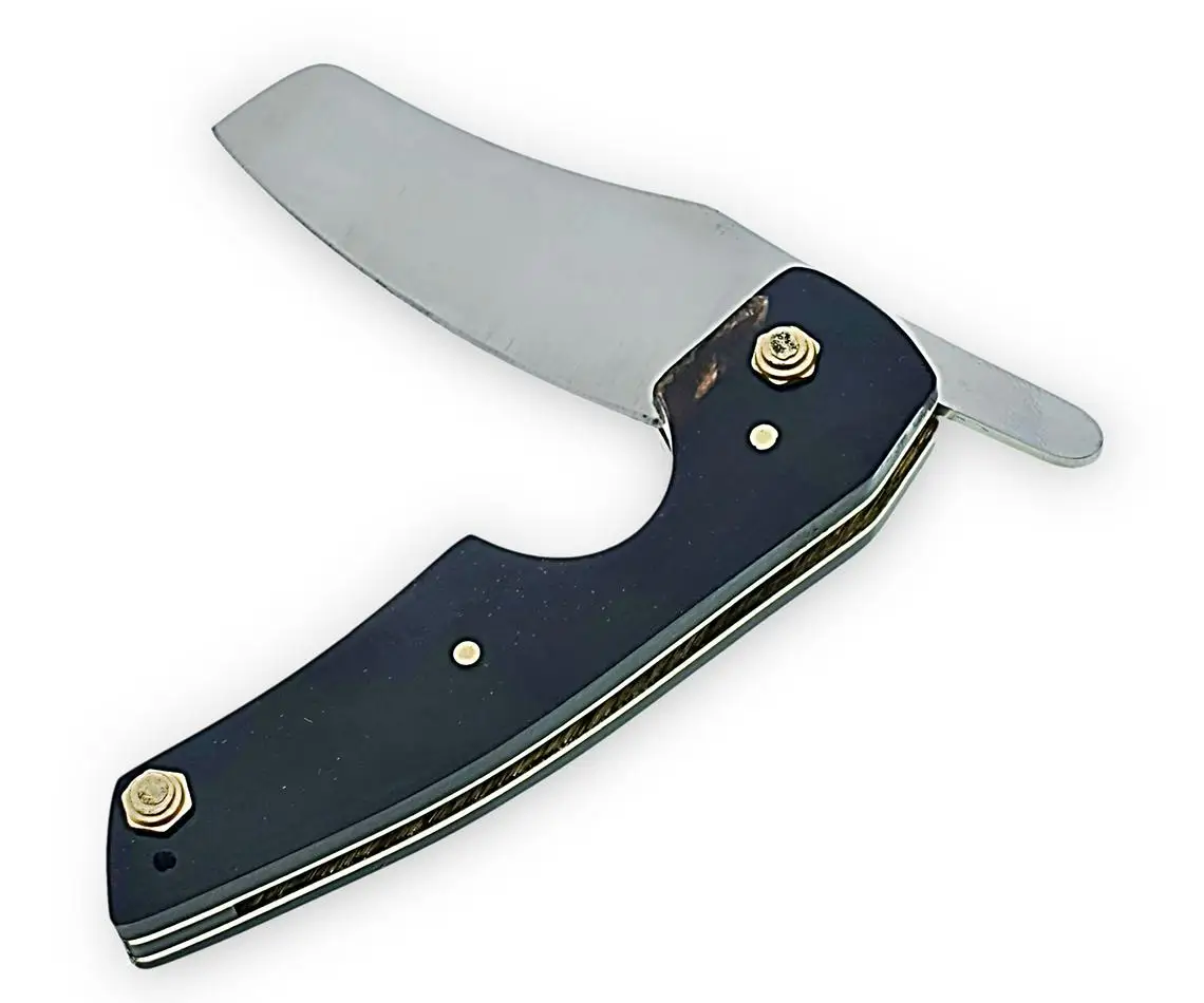 Custom hand Made D2 Steel Folding cigar cutter 3 in 1 folding knife  cigar cutter shaving razor- Gifts for men camping