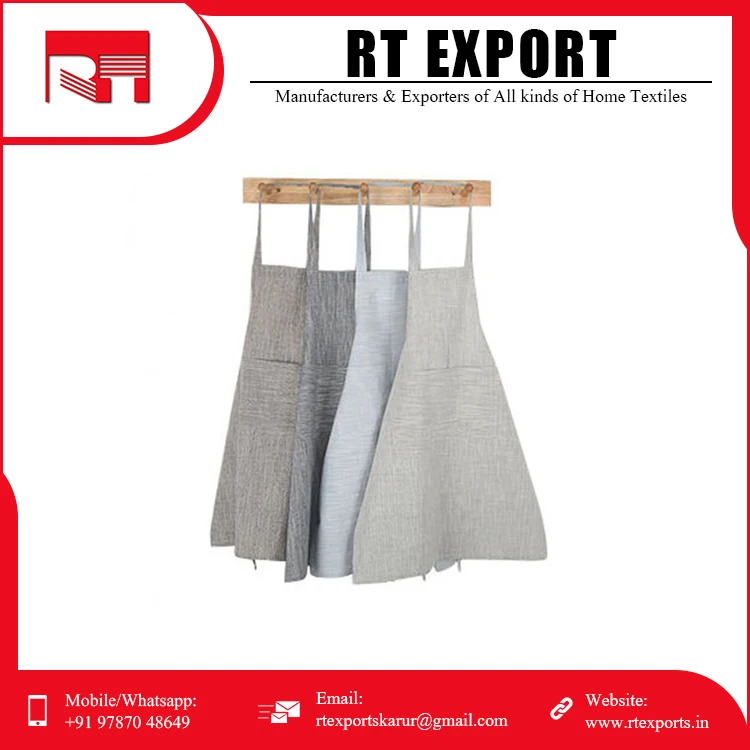 Wholesale Price Top Quality Custom Design Cotton Linen Unique Print Cooking Kitchen Apron with Pockets