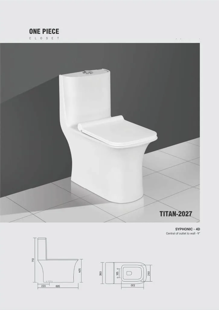 Ceramic Vitreous One piece toilet with P and S Trap white glazed 685 X 710 mm with Siphon Flushing system bidet with fittings