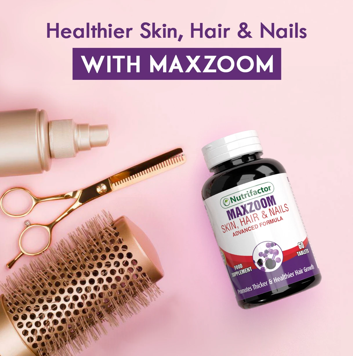 
MAXZOOM Halal Food Supplement Vitamin A C E B3 Biotin | MSM | Protect Repair and Nourish Hair Tablets Skin Women Beauty Product 