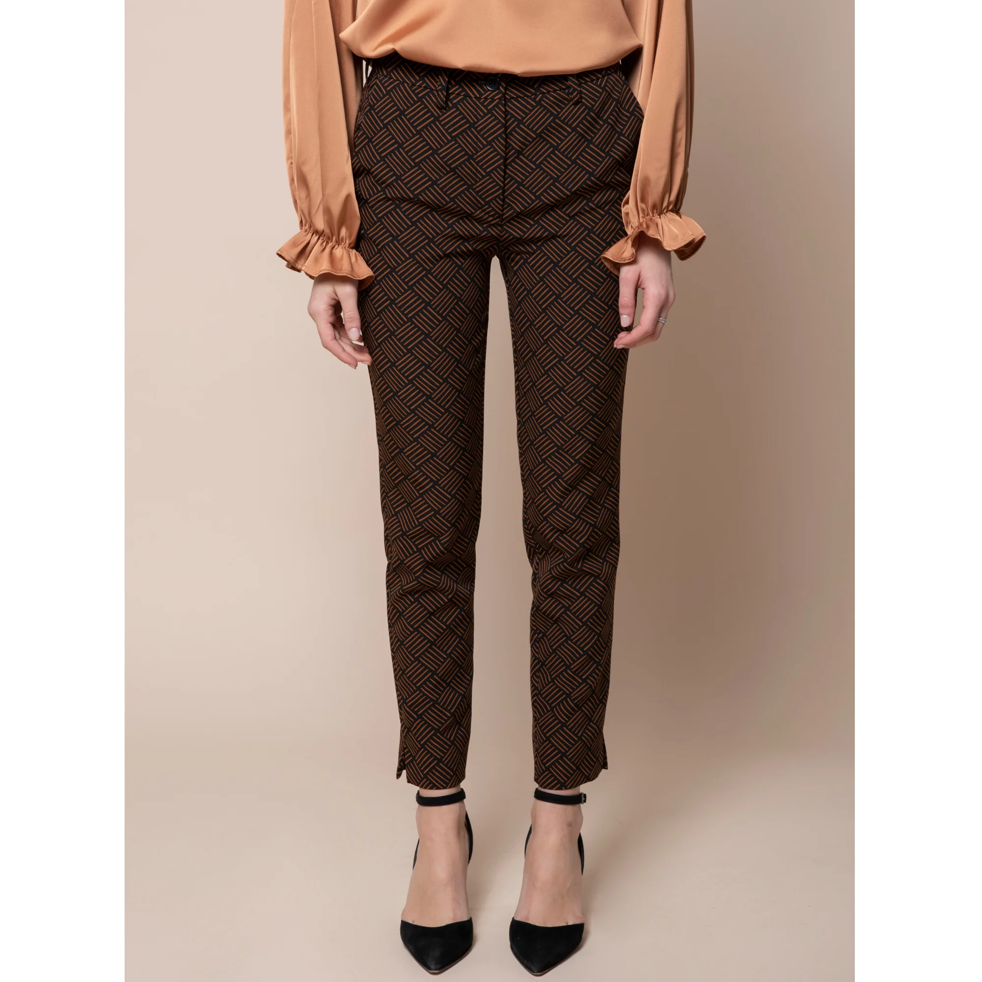 Italian best quality pencil pants with high waist, French pocket regular fit solid model fly button, for the day