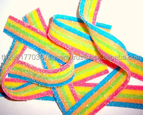 Hot selling Belt rainbow coated sugar Sweet and Sour  belts strips yummy gummy candy From Thailand