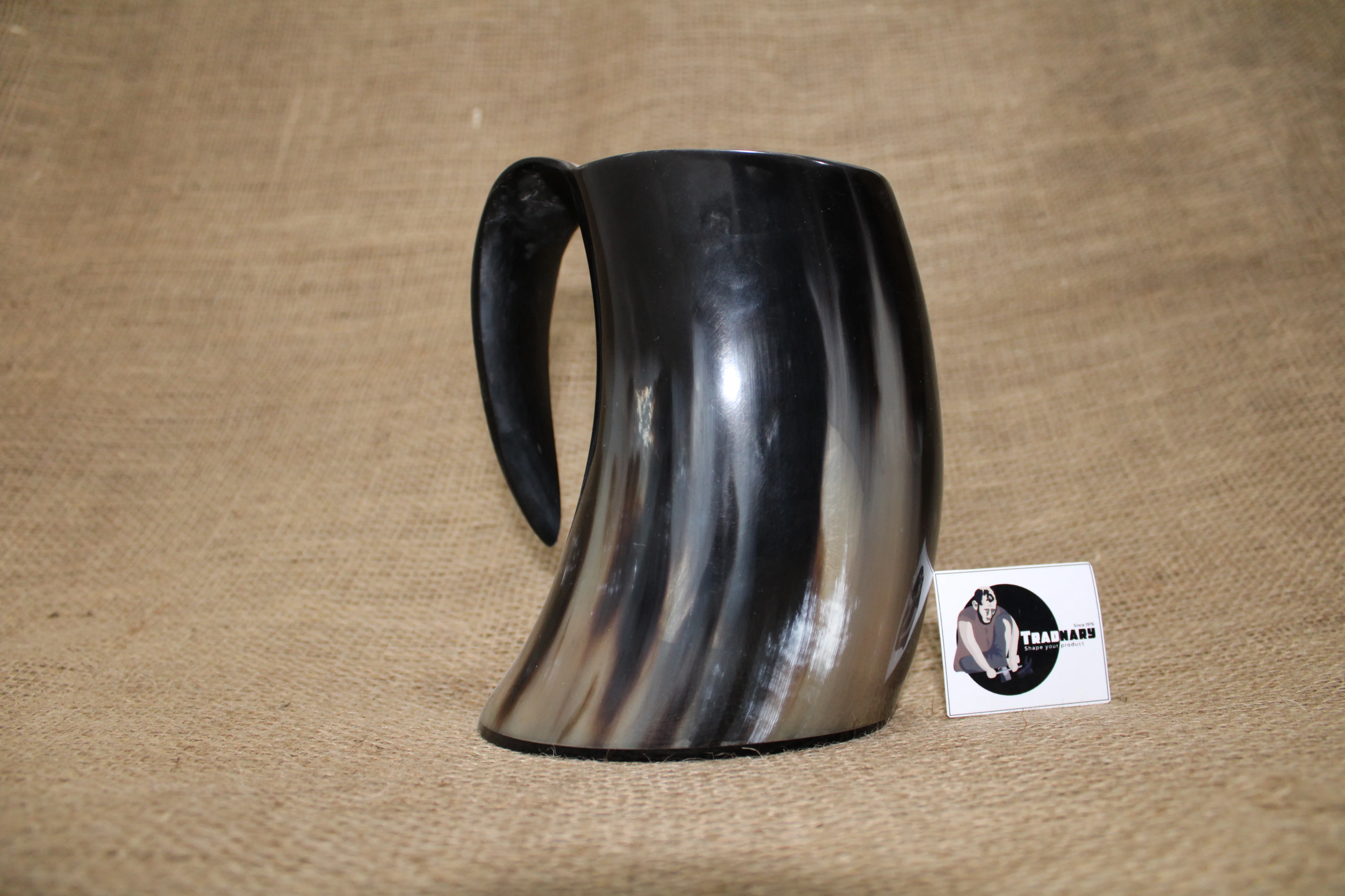 Tradnary Natural Brown & Black Horn Mug for Beer Wine In Horn For Viking Drinking buffalo horn mug
