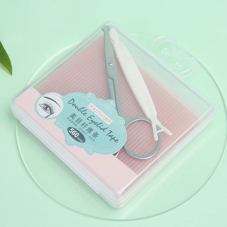 Yousha 560 пар инструменты для макияжа глаз натуральные двойные наклейки для век лента с ножницами для носа волос бровей YS035