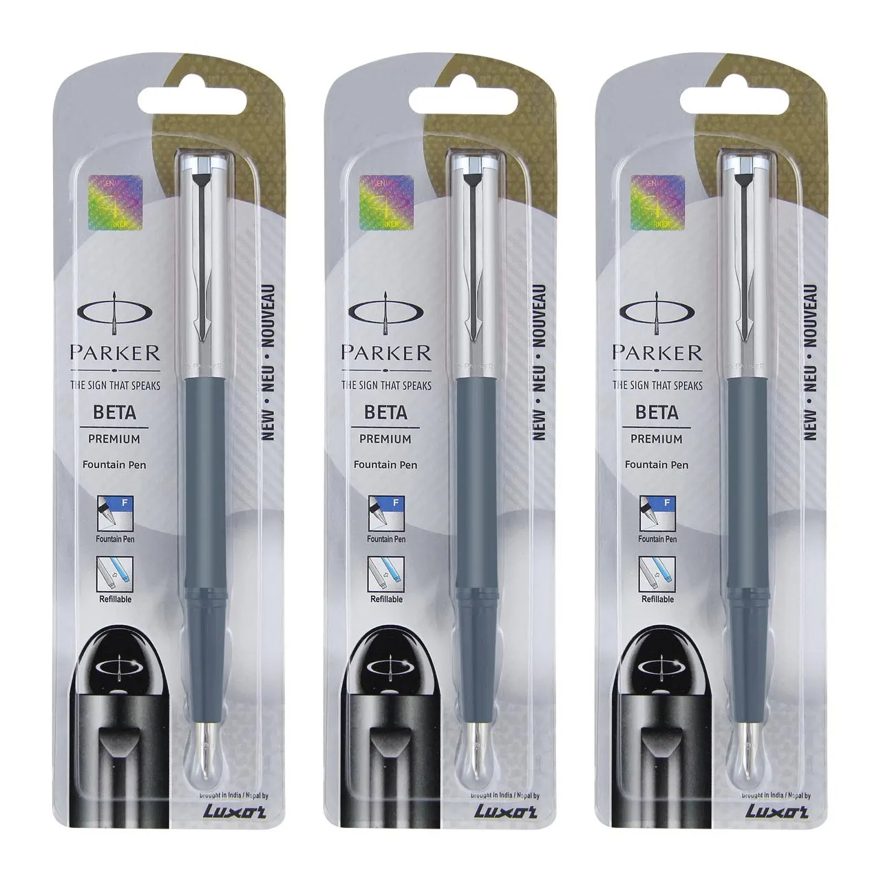 Fountain Pen Chrome Trim Body Color - Silver