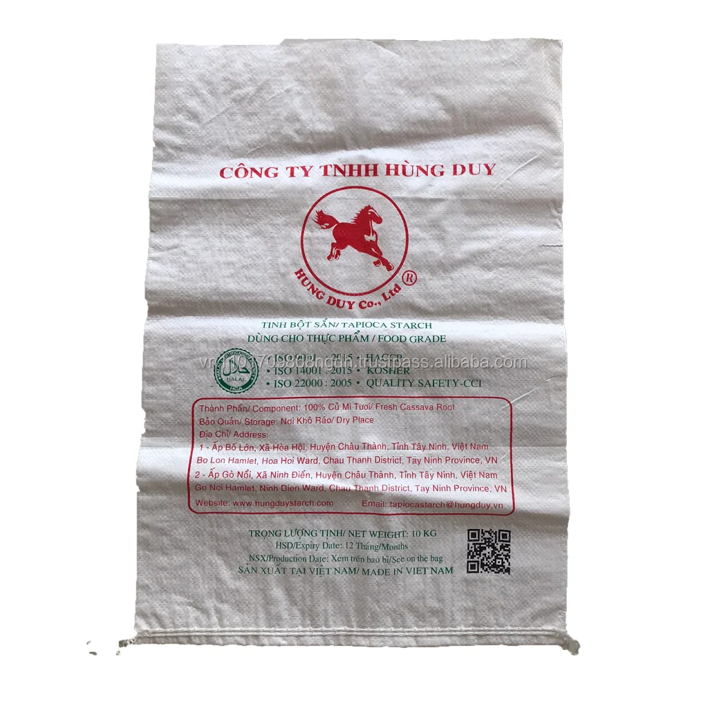 
Vietnam packaging tapioca starch sacks cheap plastic woven bags 