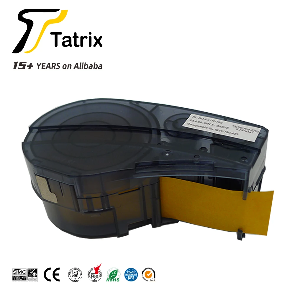 Tatrix Compatible Black on white Vinyl material M21-750-427  M21 750 427 label Tape for Brady for BMP21 PLUS /LAB Printer