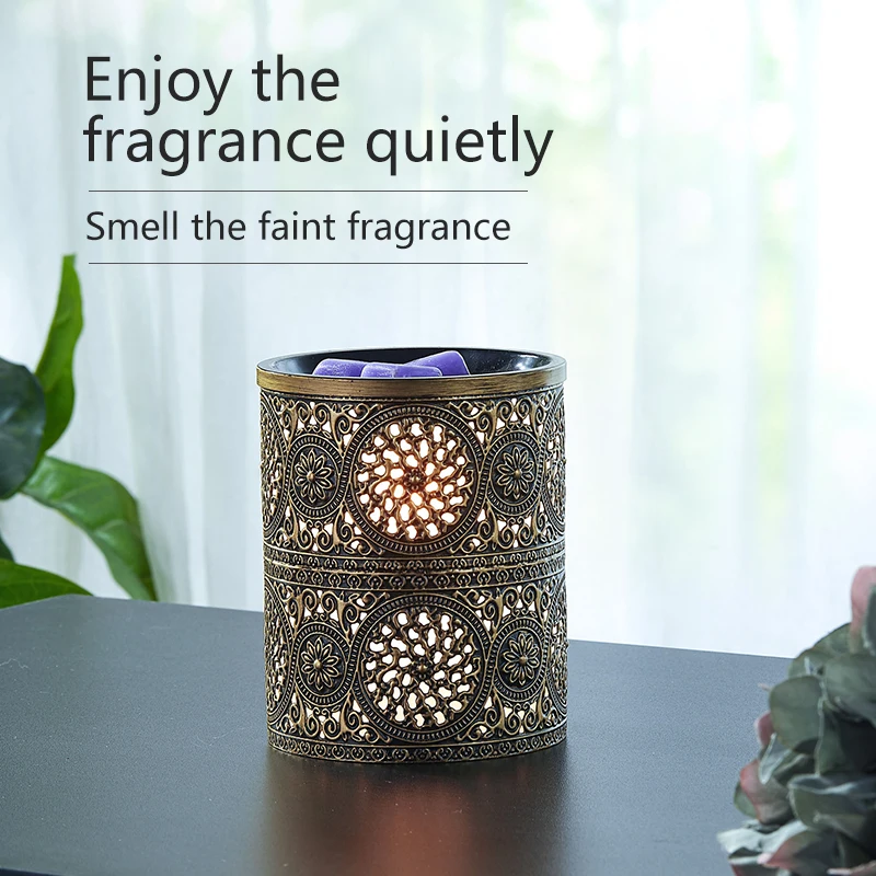 Hot Sale Popular metal Candle Electric Wax Melt Burner Aromatherapy Portable Gold bronze up heating Fragrance Warmer