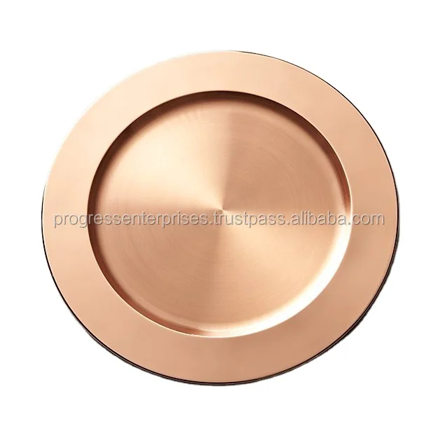 Bulk metal 30cm 33cm stainless steel plate chargers wedding golden decorative fruit charger under plate