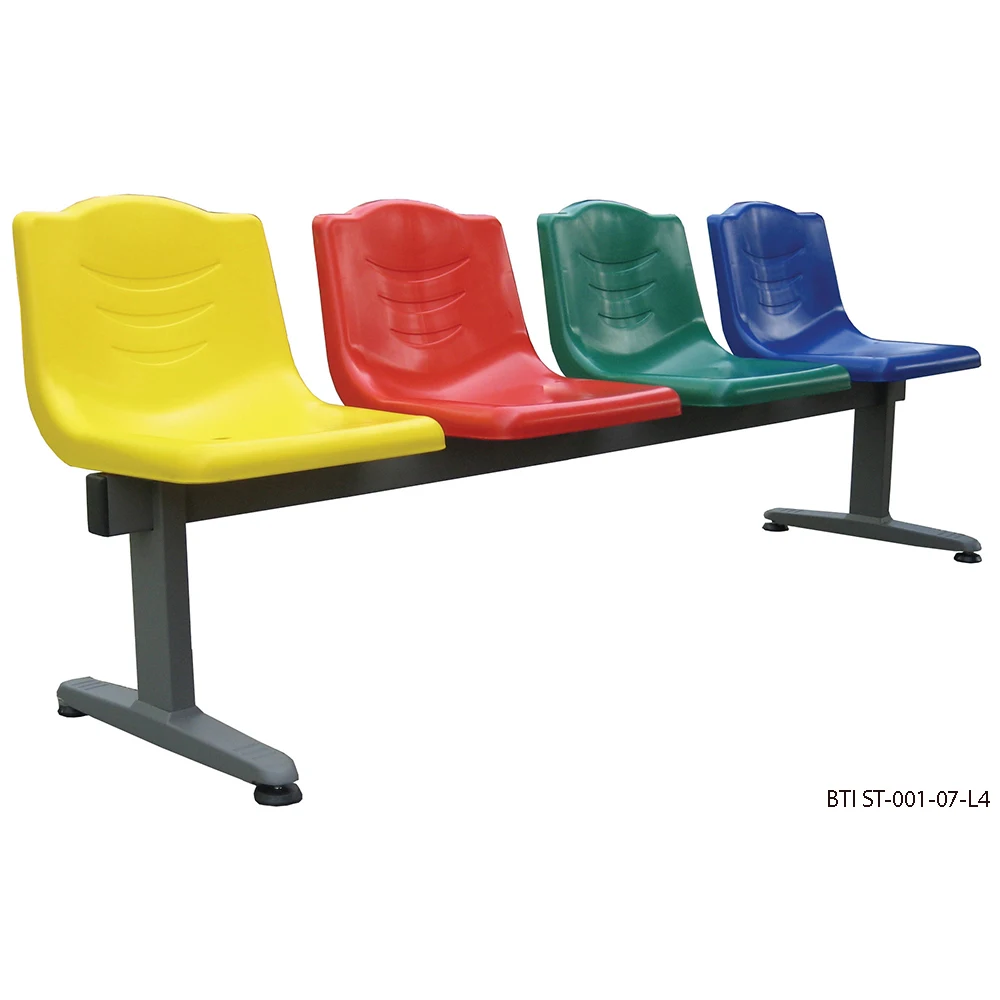Lecture Stadium Auditorium Chair ST-001-07-L4 Strong Moulded Polypropylene Epoxy Coated Horizontal Beam Moulded Stand