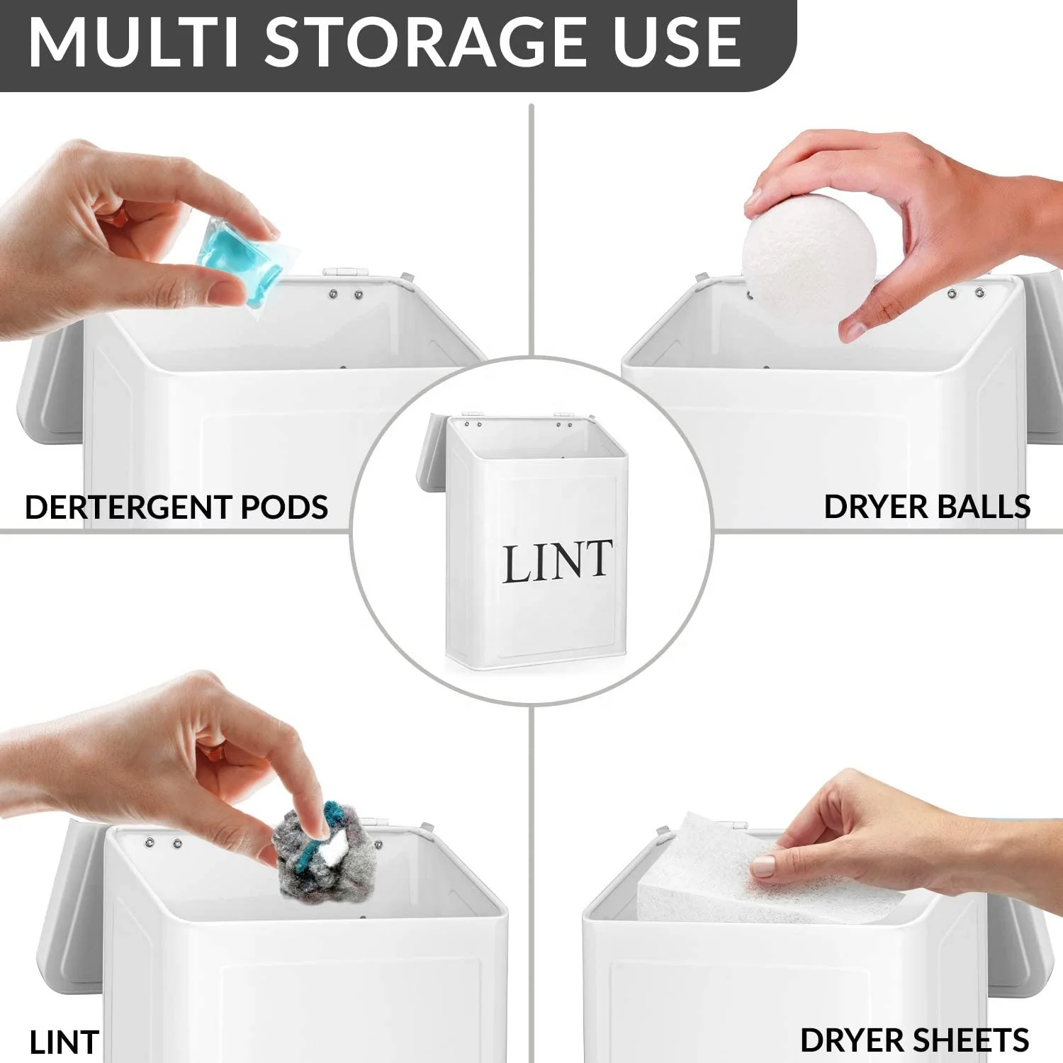 Magnetic Metal Rectangle Laundry Lint Box with European Style Lacquer for Sundries in the Laundry Room