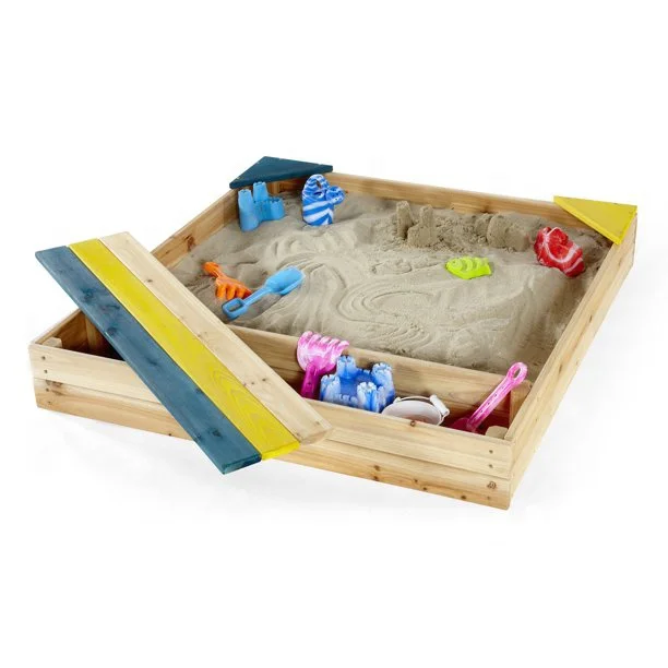 Hot Sale Wooden Sandbox Fir Wood Outdoor Sandpit Kids Sand Pit Toys with Benches