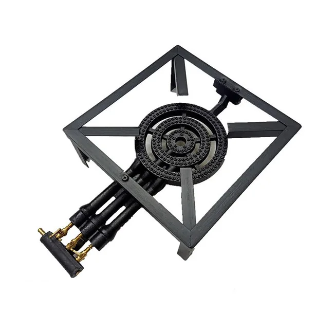 Хорошее качество, квадратная подставка, портативная чугунная газовая горелка высокого давления, доступны в 3 трубах и 4 трубах черного цвета