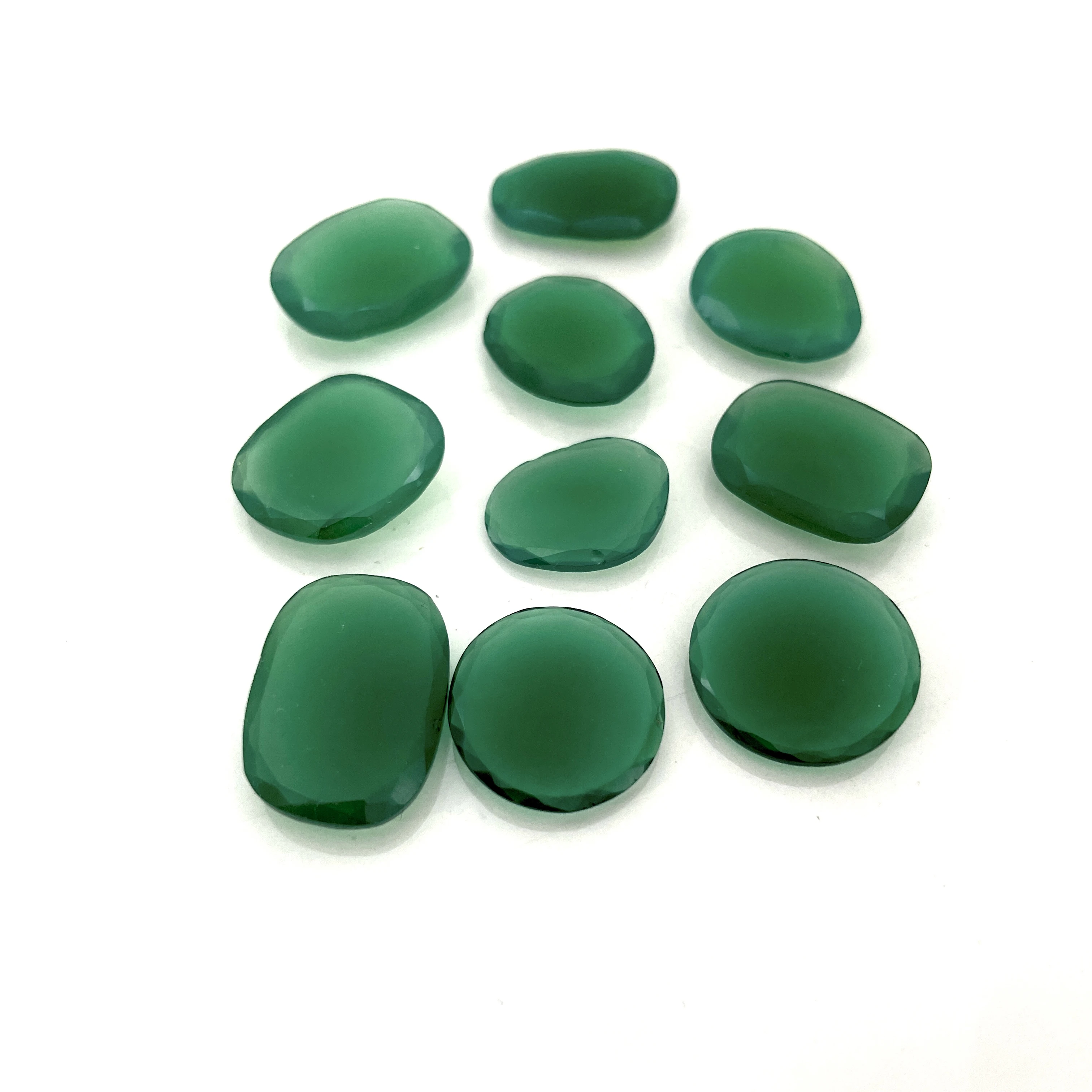 
Natural Green Onyx, commonly known as Sulemani in Hindi rose cut talpe loose Gemstone 