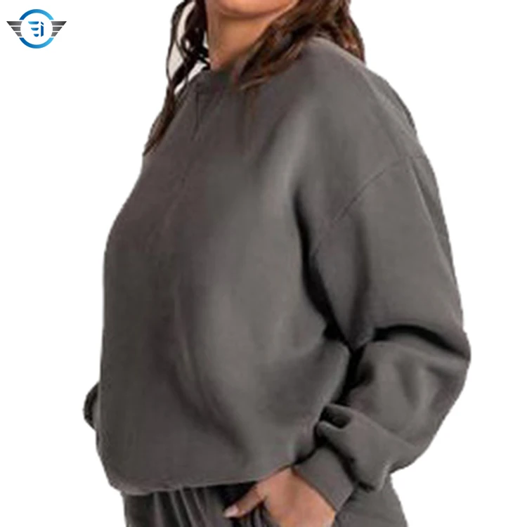 High quality Casual pullover Customized Fine manufacture Round Neck street wear 100% cotton Terry  women Sweatshirts