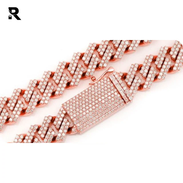 39.50ctw 14K White Rose Yellow Gold Raised Cuban Necklace