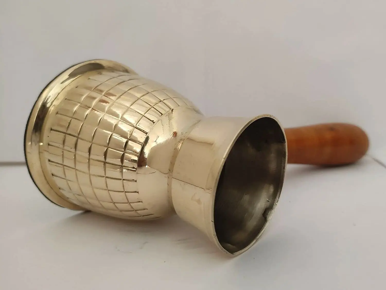 Golden Turkish Greek Arabic Coffee Pot Brass Metal Coffee Maker Cezve Ibrik Briki with Wooden Handle For Home and Restaurants