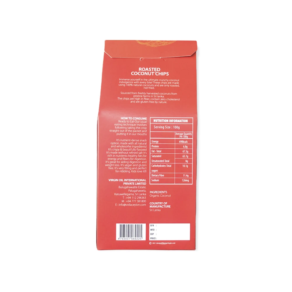 Gluten Free Wholesale Organic Healthy Low Calories Coconut Chips Snacks - 200g Pouch - Toasted Non-Flavored From Sri Lanka