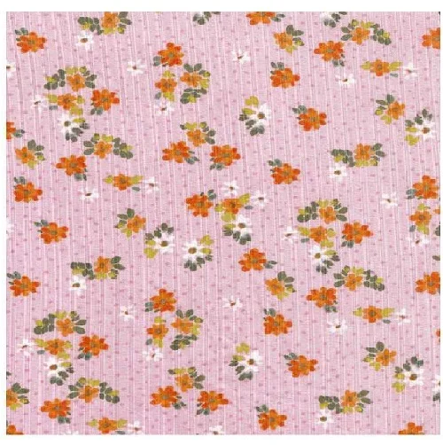
Poly Spandex 8X3 Yummy Rib Floral Print Pink in 8-by-3 Size Rib 