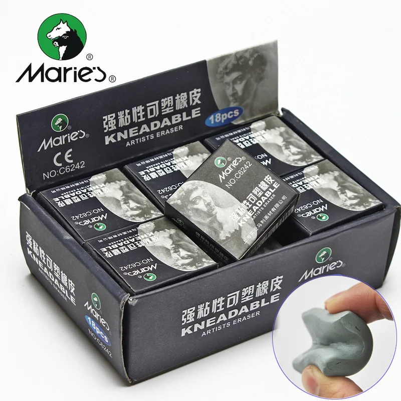Maries 6242 18/box Kneaded Rubber Art Eraser strong viscosity  Pencils kneadable Erasers