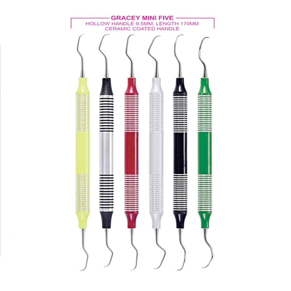 Dental Gracey Mini Five Set of 6 Pcs Hollow Handle Kits Instruments