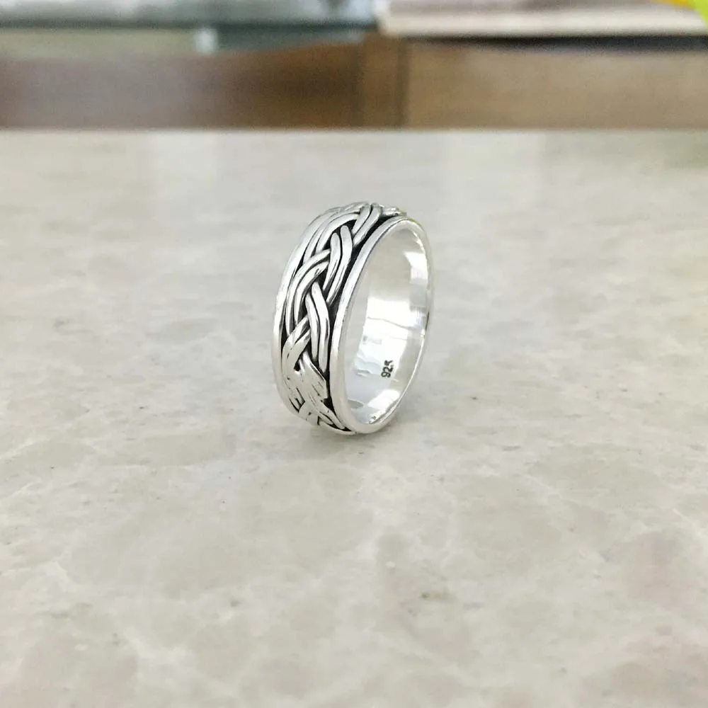 Manufacture Handmade Leaf Spinner Band Ring For Women Men Solid 925 Sterling Silver Antique Design Band Wholesale Bulk Rings