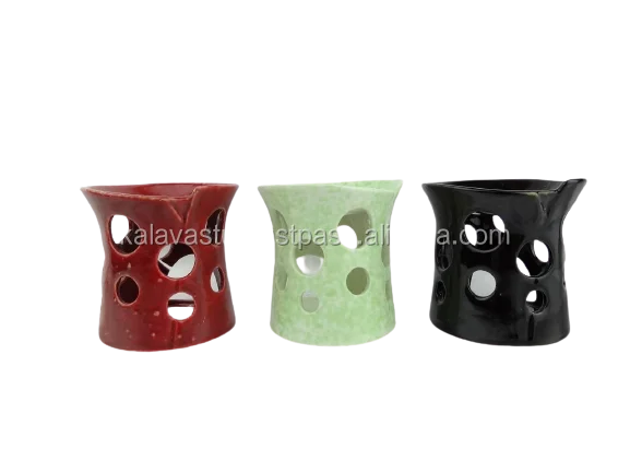 Eco Friendly Home Decorative Square ceramic incense oil burner Handmade Tea Light Oil Burner and Aroma Difuser
