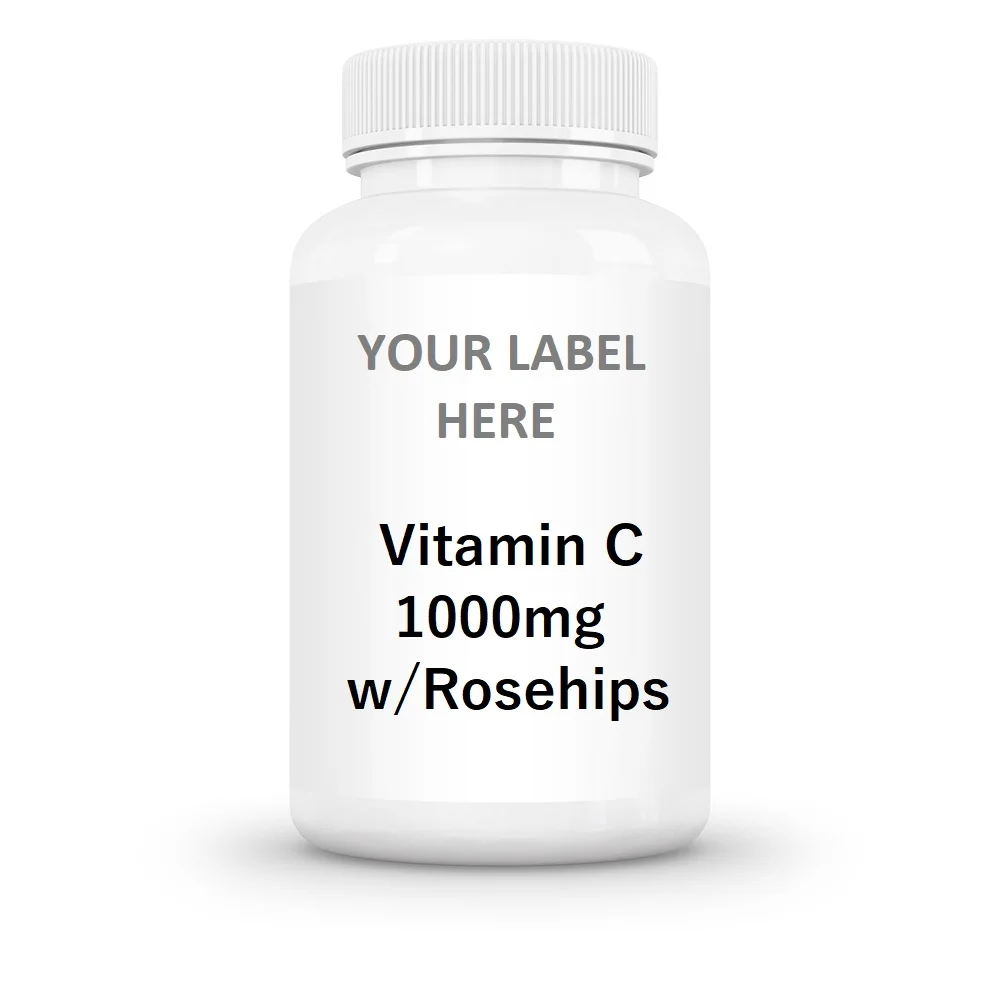 Vitamin C 1000mg Tablets with Rosehip GMPc Private Label 60ct Supplement
