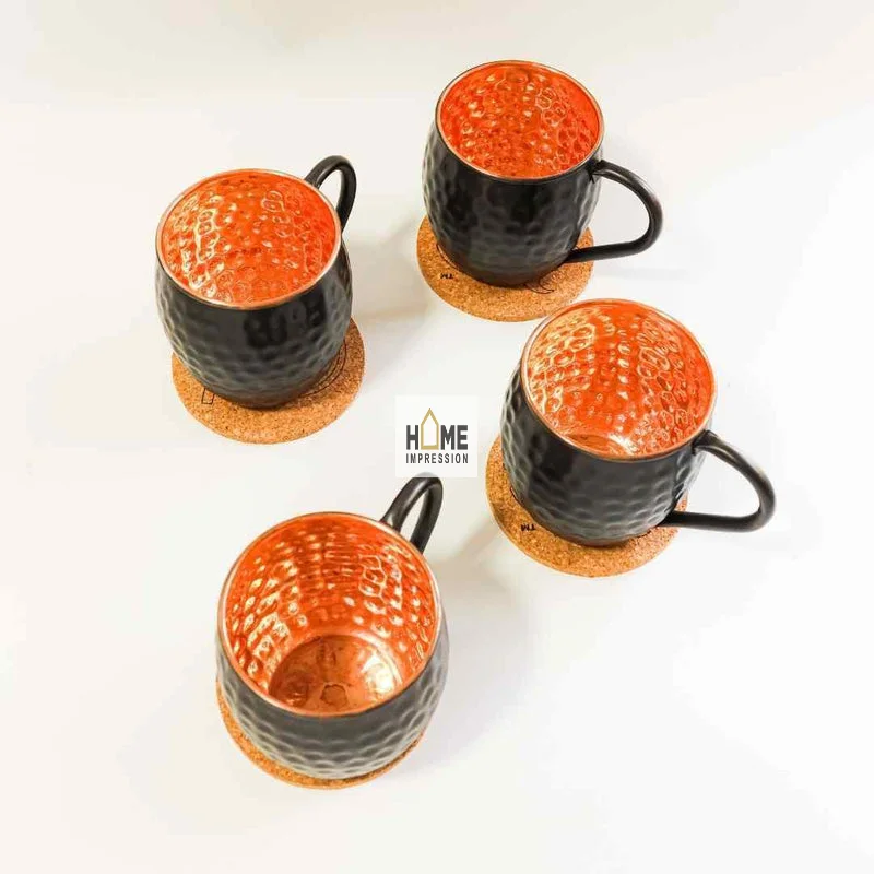 Wholesale Black And Copper Luxury Mugs Drinking Metal Copper Mugs/Indian Art Pure Metal Copper Mugs For Kitchenware Accessories