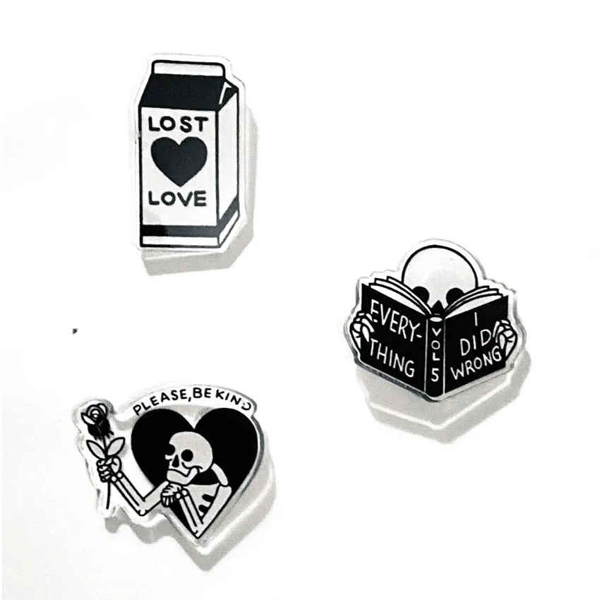 Быстрая доставка новый пластиковый значок с напечатанным логотипом одежды акриловые булавки на заказ