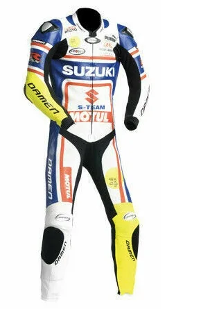 Customized  Cowhide Leather motorcycle racing jacket with Safety Pads on knees and Stretch panels  at the waist(SS-006)