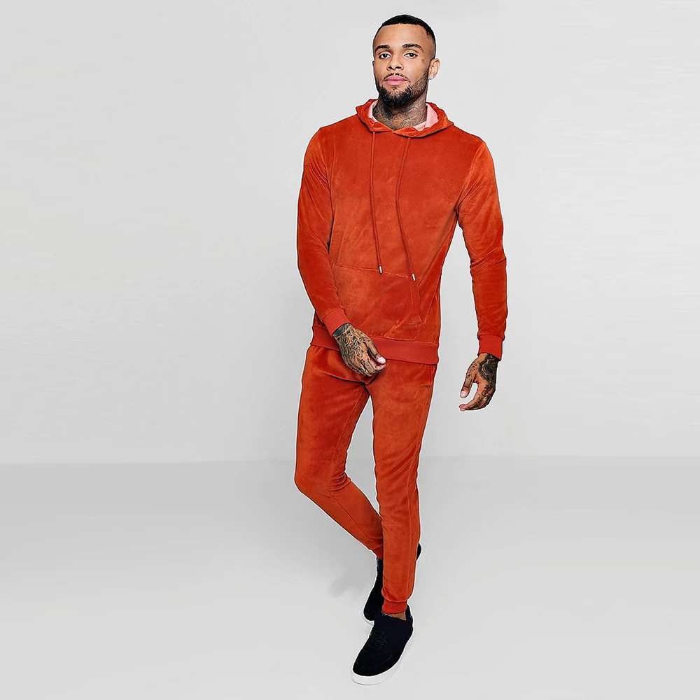 Baby Pink Velour Women Suits With Golden Zipper And Hoodie with Fur