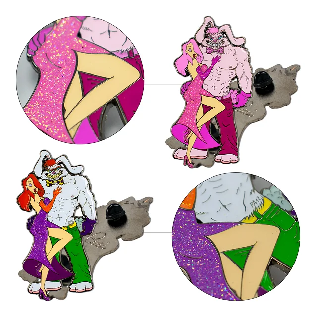 Top Factory Wholesale Custom Metal beauty and the beast badge Classic Anime Style Golden pine powder Hard Lapel Pins