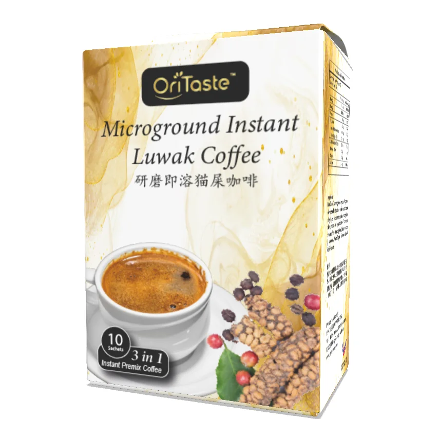 
Hot Sale Improve Energy Levels Special Taste 3 in 1 lnstant Premium Premix Microground Instant Luwak Coffee In Box Oritaste 