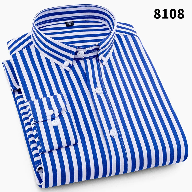 Casual Mens striped Polyester long sleeve shirt Business T shirts