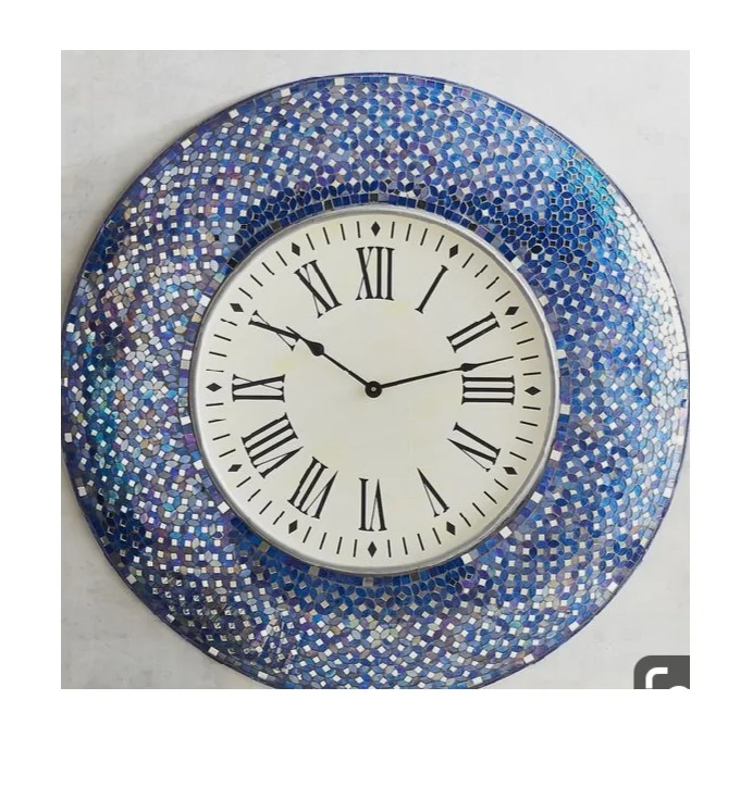 Mosaic luxury wall clock Custom Large Wooden Quartz Clock Movement Clocks And Watches Home Decor For Living
