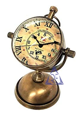 Vintage Table Clock Office Decor Navy Antique Brass Style Fully Handcraft Design Double Side desk trophy clock