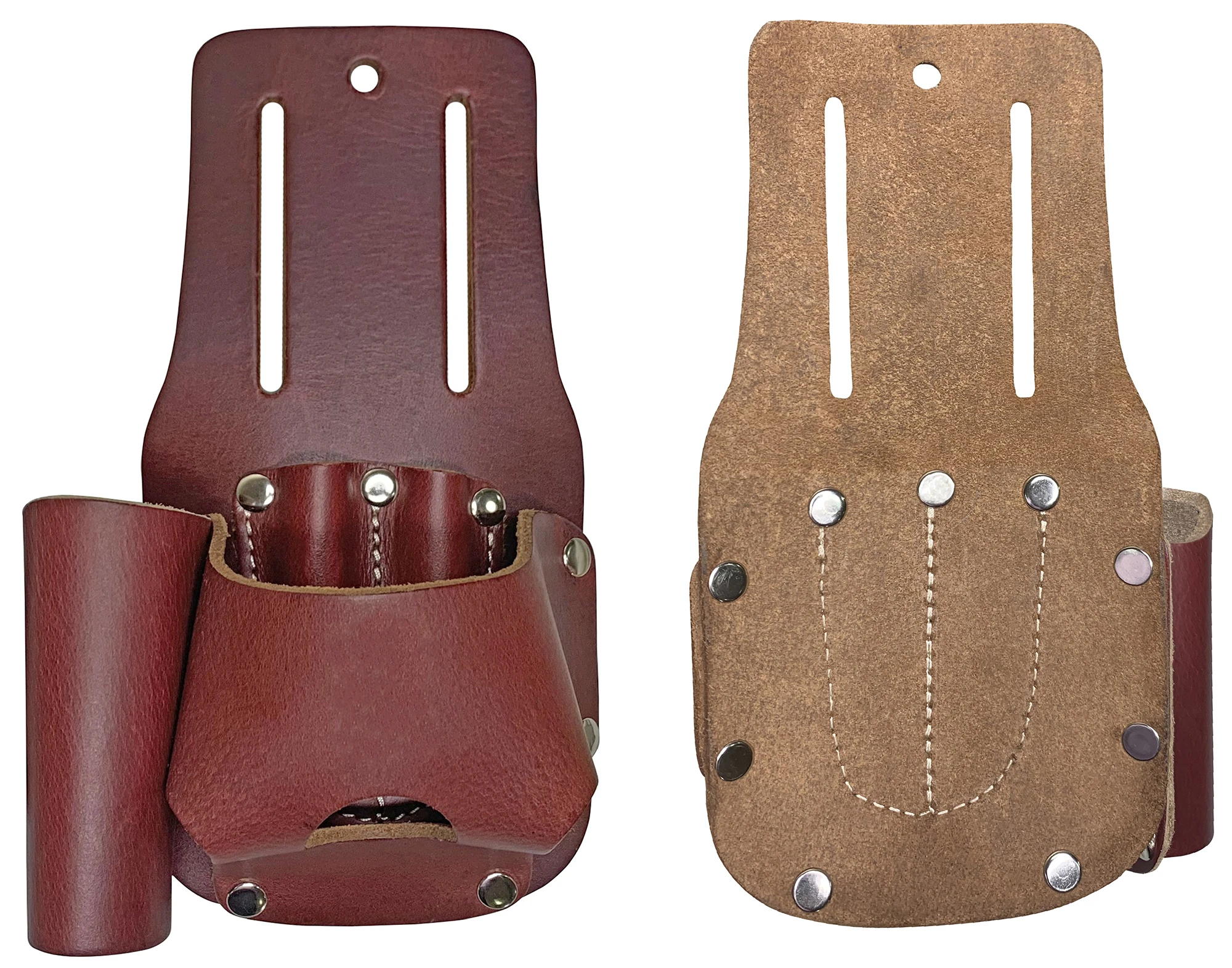 Top Grain Leather Tool Belt Tape Measure Holder Folding Retro Pocket Knife Holster Cell Phone Case Heavy-Duty Pouch Organizer