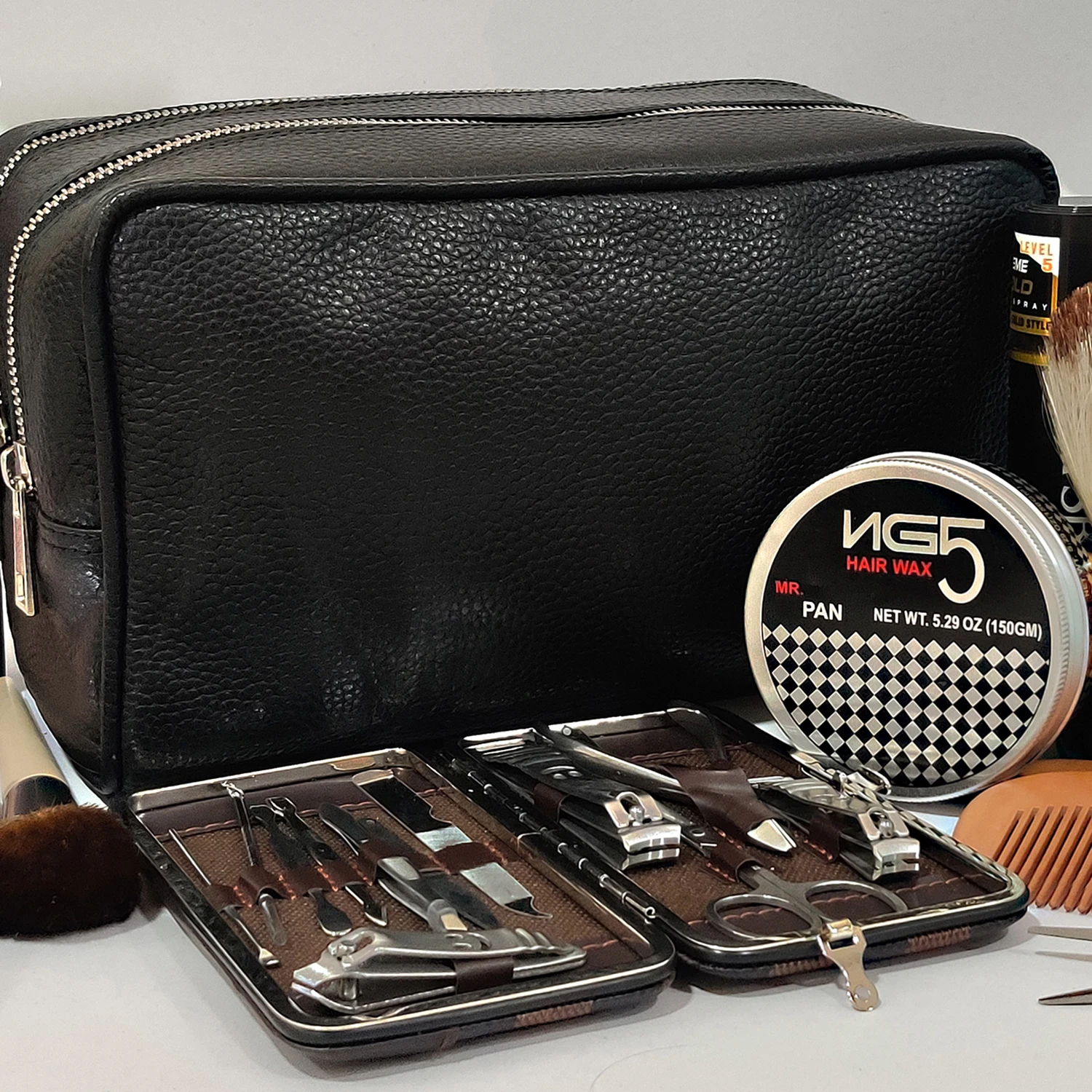 Высококачественная портативная дорожная косметичка из кожи с верхней лицевой поверхностью гигиенический Органайзер логотипом под заказ комплект туалетных принадлежностей Dopp для мужчин