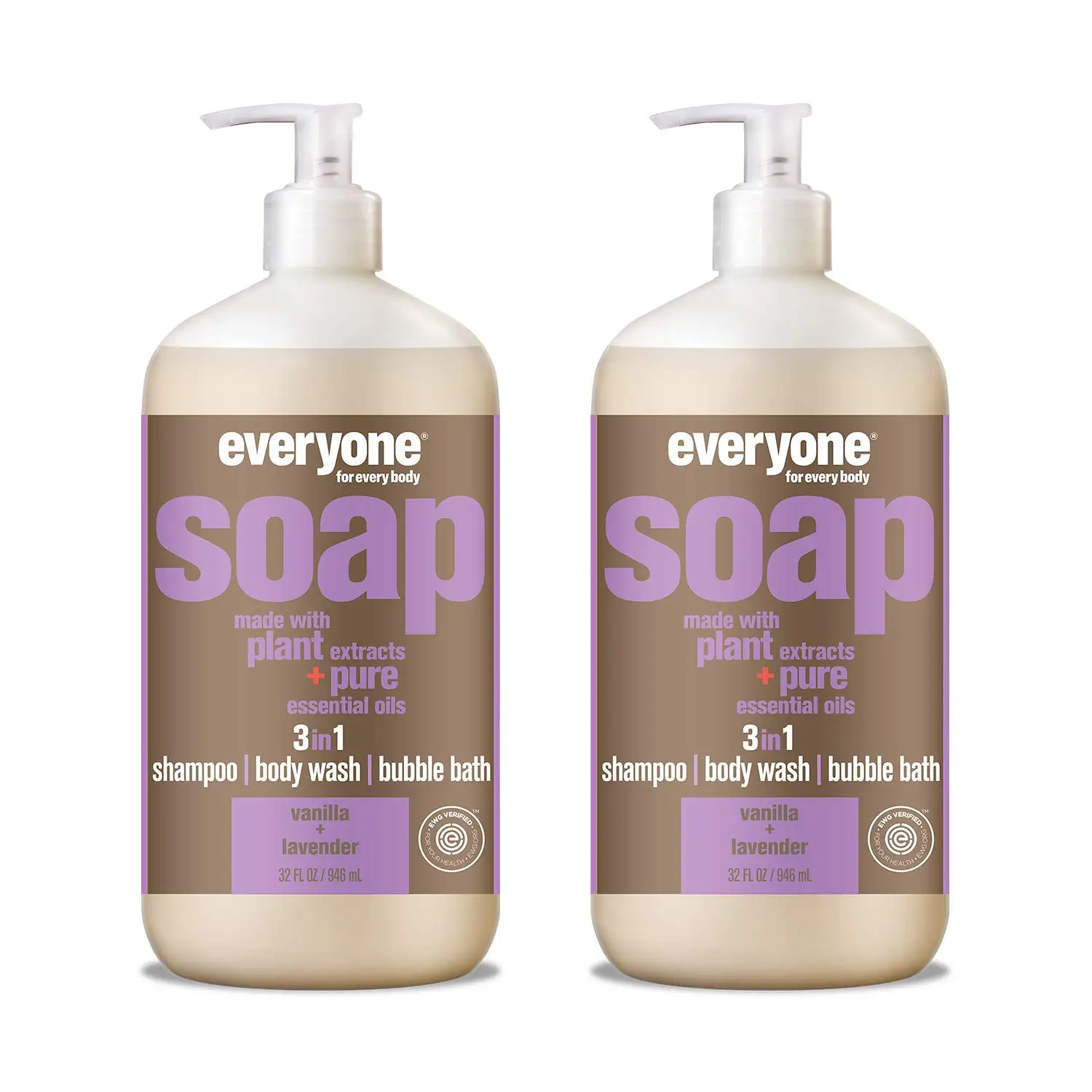 
Everyone Shampoo, Body Wash, and Bubble Bath Vanilla Lavender 3-in-1 Soap 
